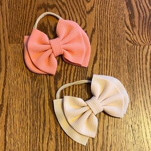 Baby Textured Bow Headbands - Pink and Light Pink